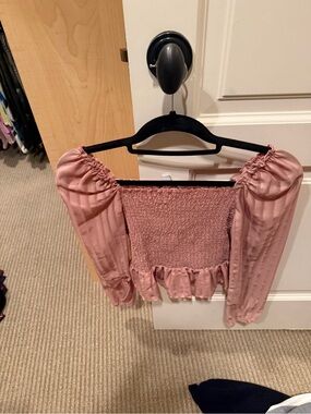Smocked Puff Sleeve Blouse in Dusty Rose